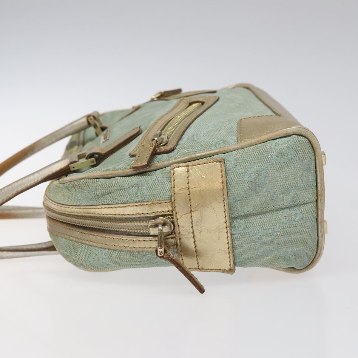 GUCCI GG Canvas Hand Bag Light Blue Gold 000 0852 Auth 116100