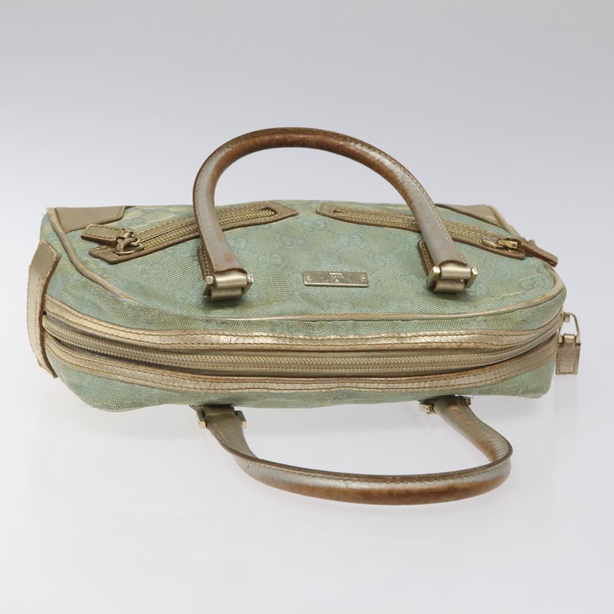 GUCCI GG Canvas Hand Bag Light Blue Gold 000 0852 Auth 116100