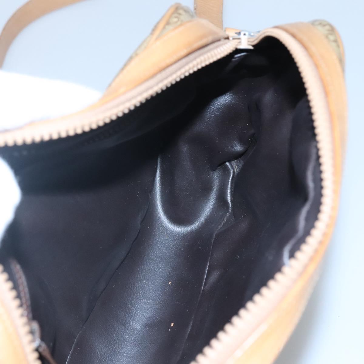 CELINE Macadam Canvas Shoulder Bag PVC Beige Gold Auth 116101