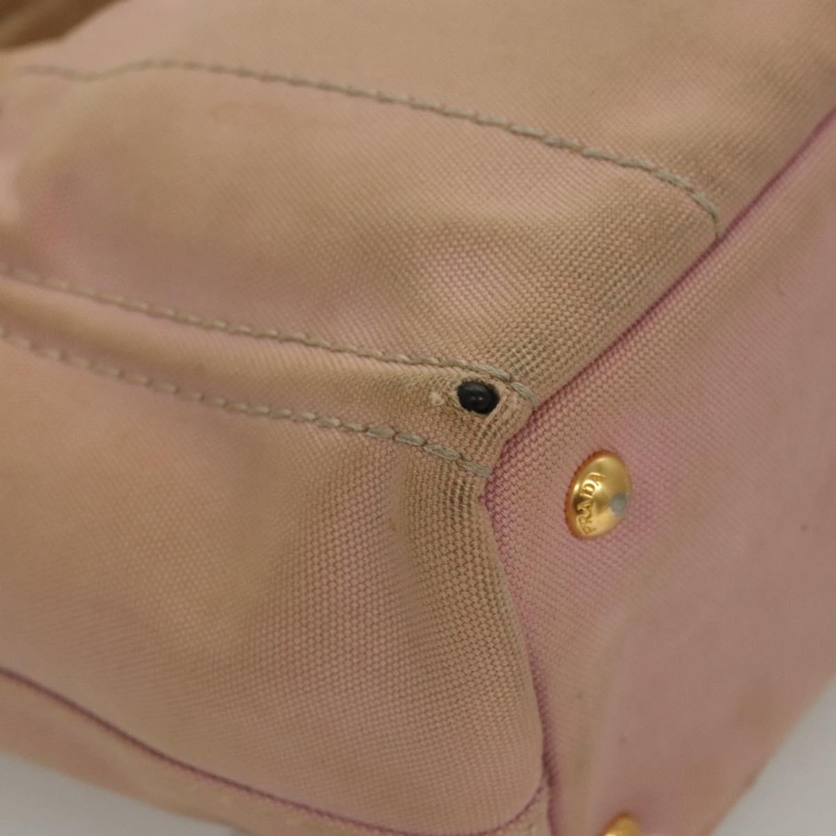 PRADA Canapa PM Hand Bag Canvas 2way Pink Gold Auth 116103