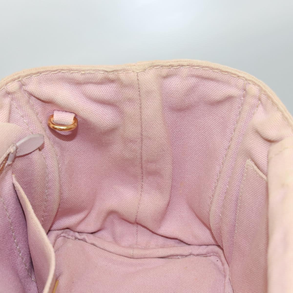 PRADA Canapa PM Hand Bag Canvas 2way Pink Gold Auth 116103