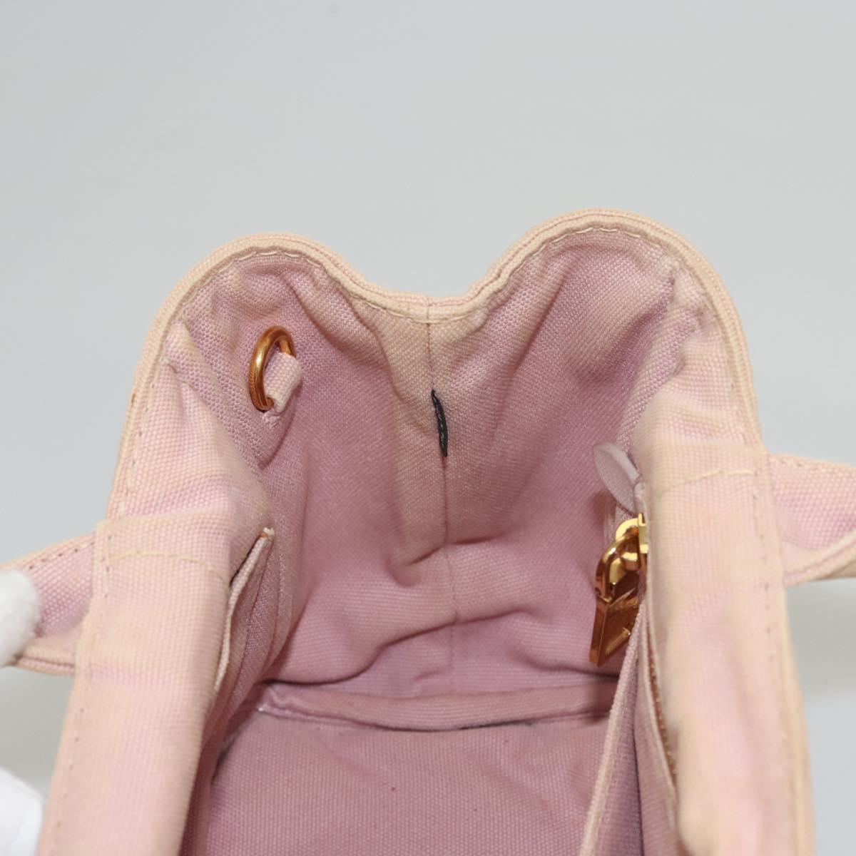 PRADA Canapa PM Hand Bag Canvas 2way Pink Gold Auth 116103