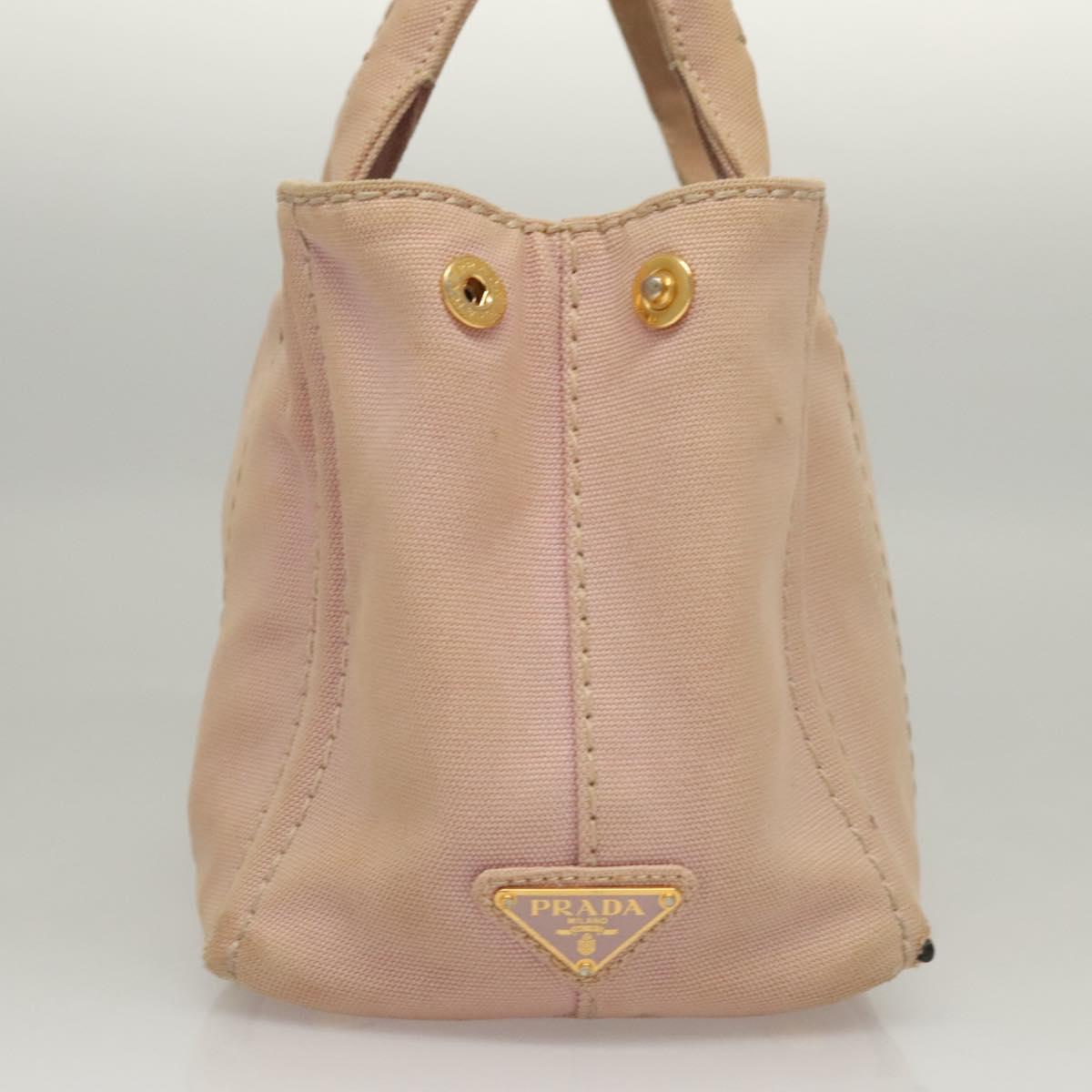 PRADA Canapa PM Hand Bag Canvas 2way Pink Gold Auth 116103
