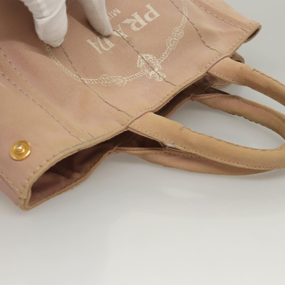 PRADA Canapa PM Hand Bag Canvas 2way Pink Gold Auth 116103