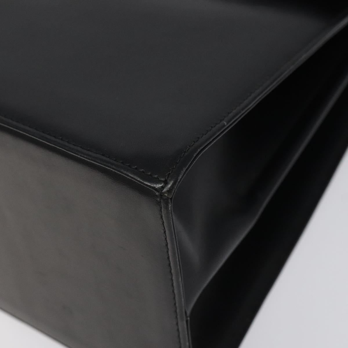 Salvatore Ferragamo Gancini Hand Bag Leather 2way Black Gold Auth 116105