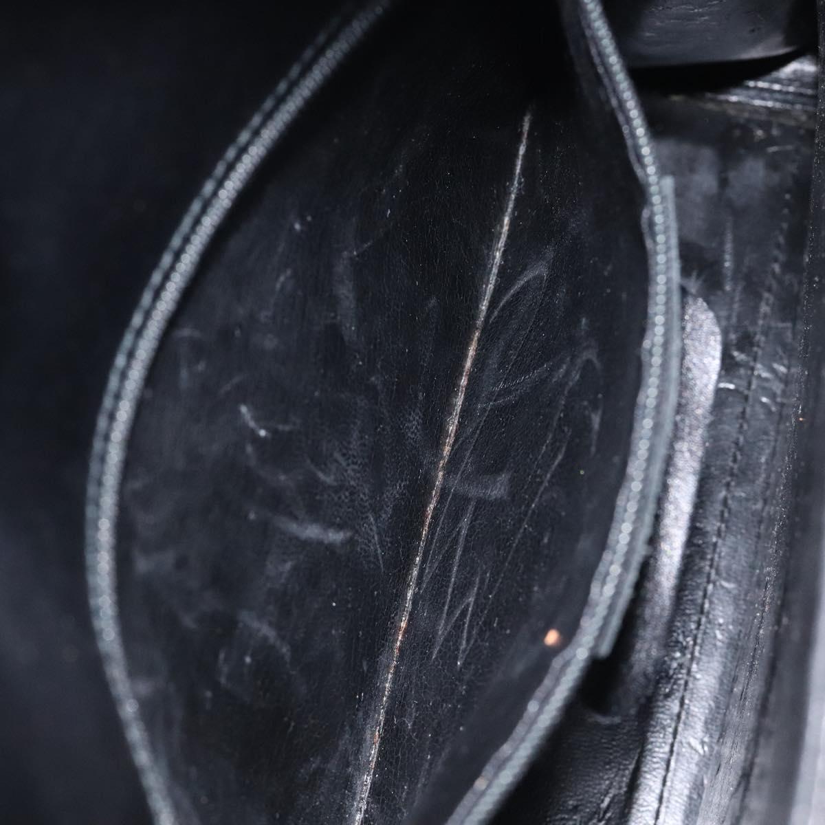 Salvatore Ferragamo Gancini Hand Bag Leather 2way Black Gold Auth 116105