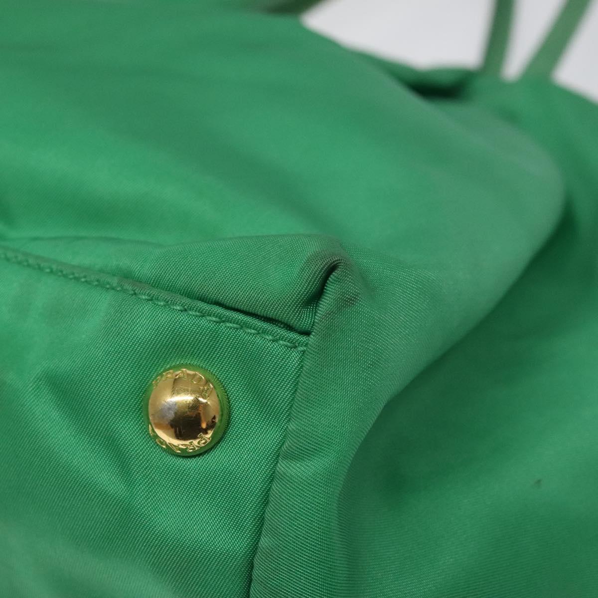PRADA Hand Bag Nylon Green Gold Auth 116110
