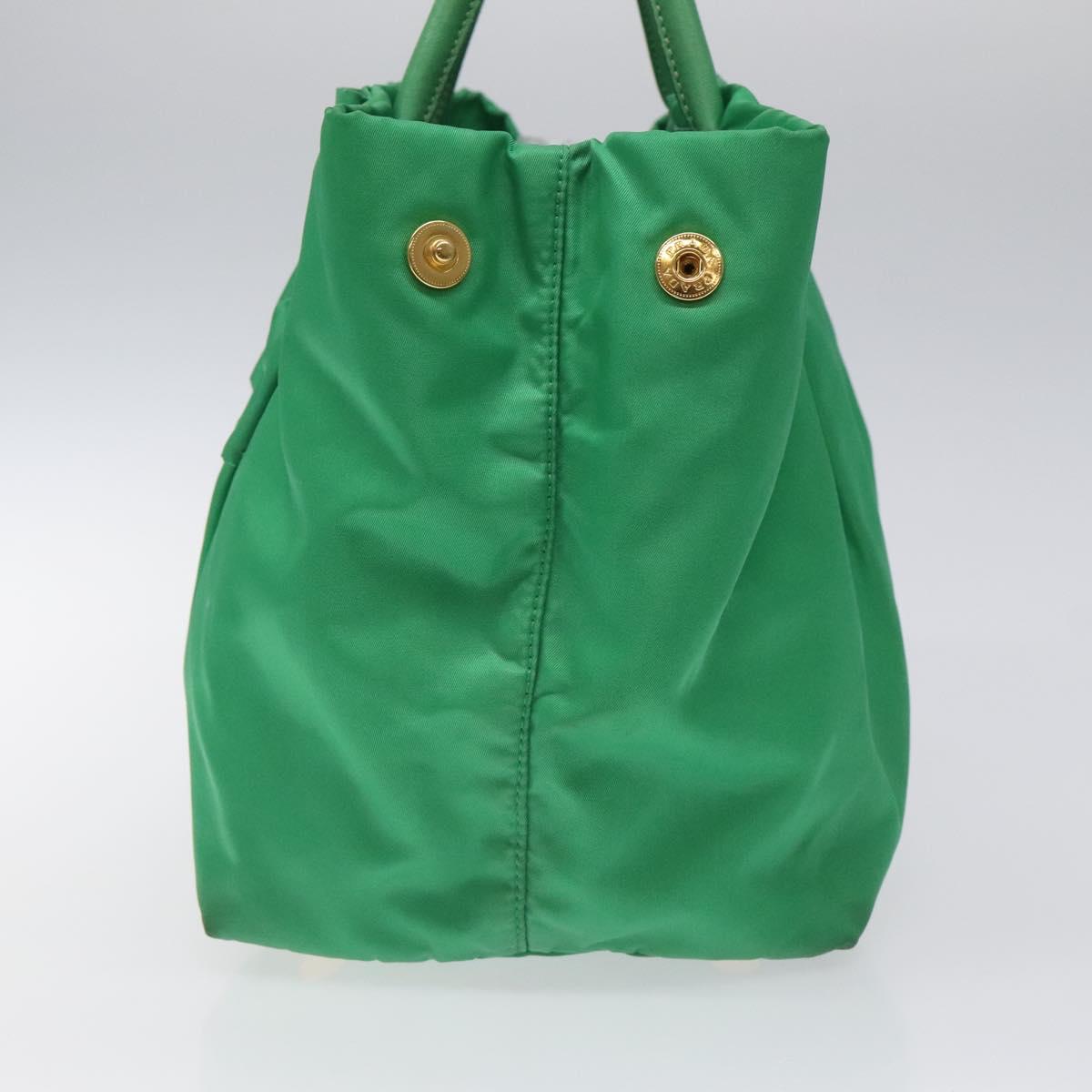 PRADA Hand Bag Nylon Green Gold Auth 116110