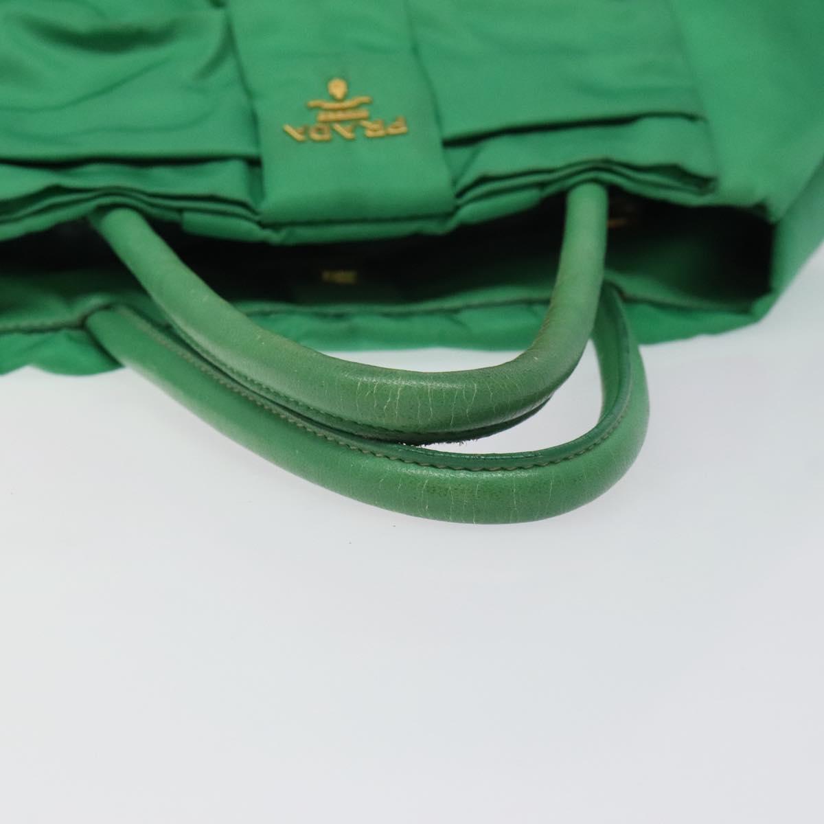 PRADA Hand Bag Nylon Green Gold Auth 116110