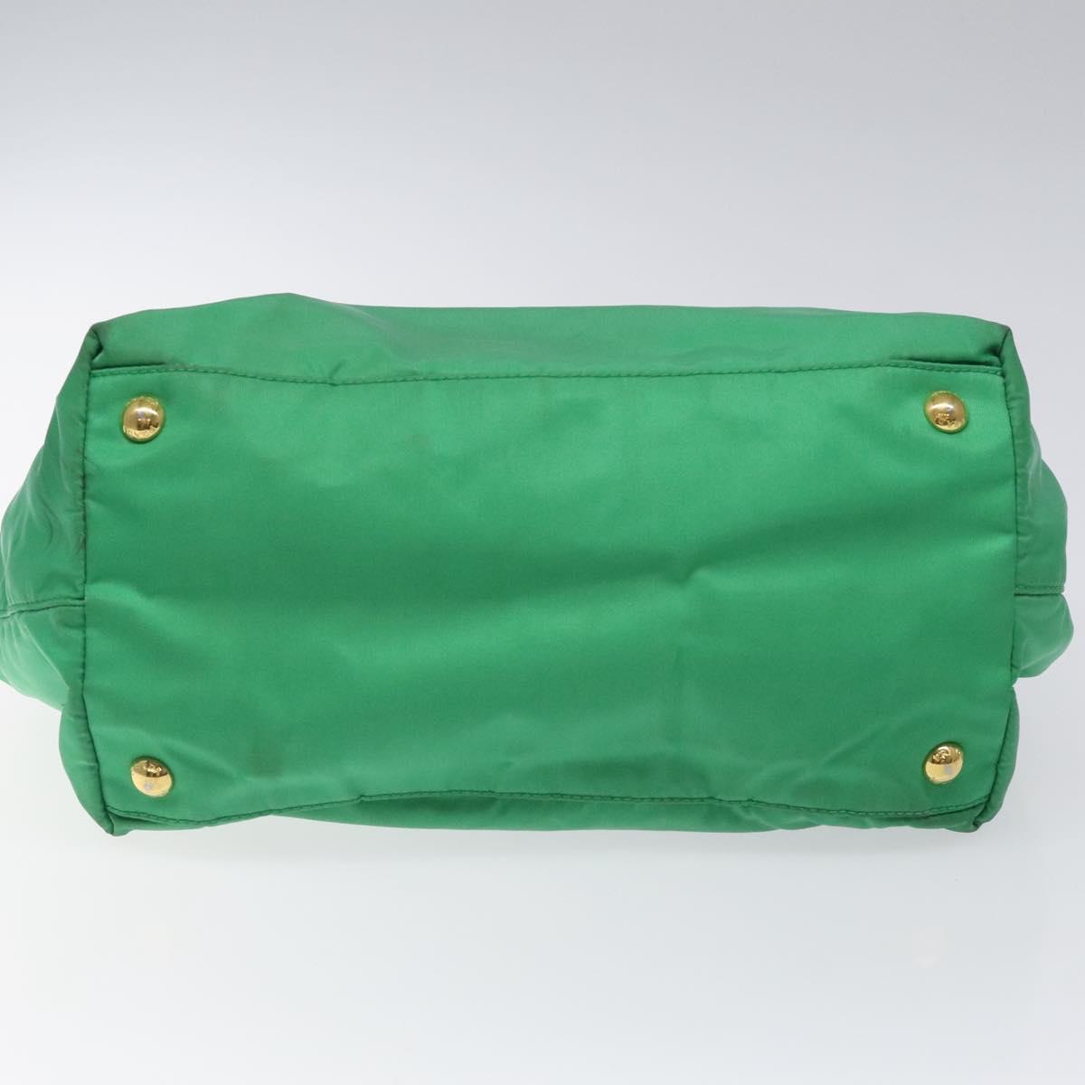 PRADA Hand Bag Nylon Green Gold Auth 116110
