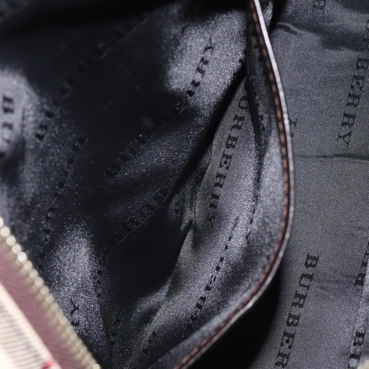 BURBERRY Nova Check Hand Bag Nylon Beige Silver Auth 116114