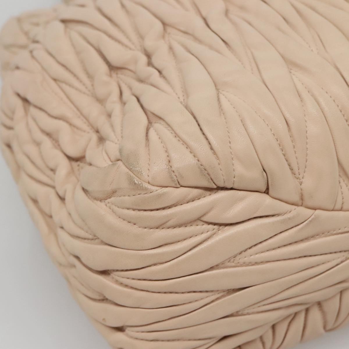 Miu Miu Matelasse Hand Bag Leather 2way Beige Gold Auth 116116