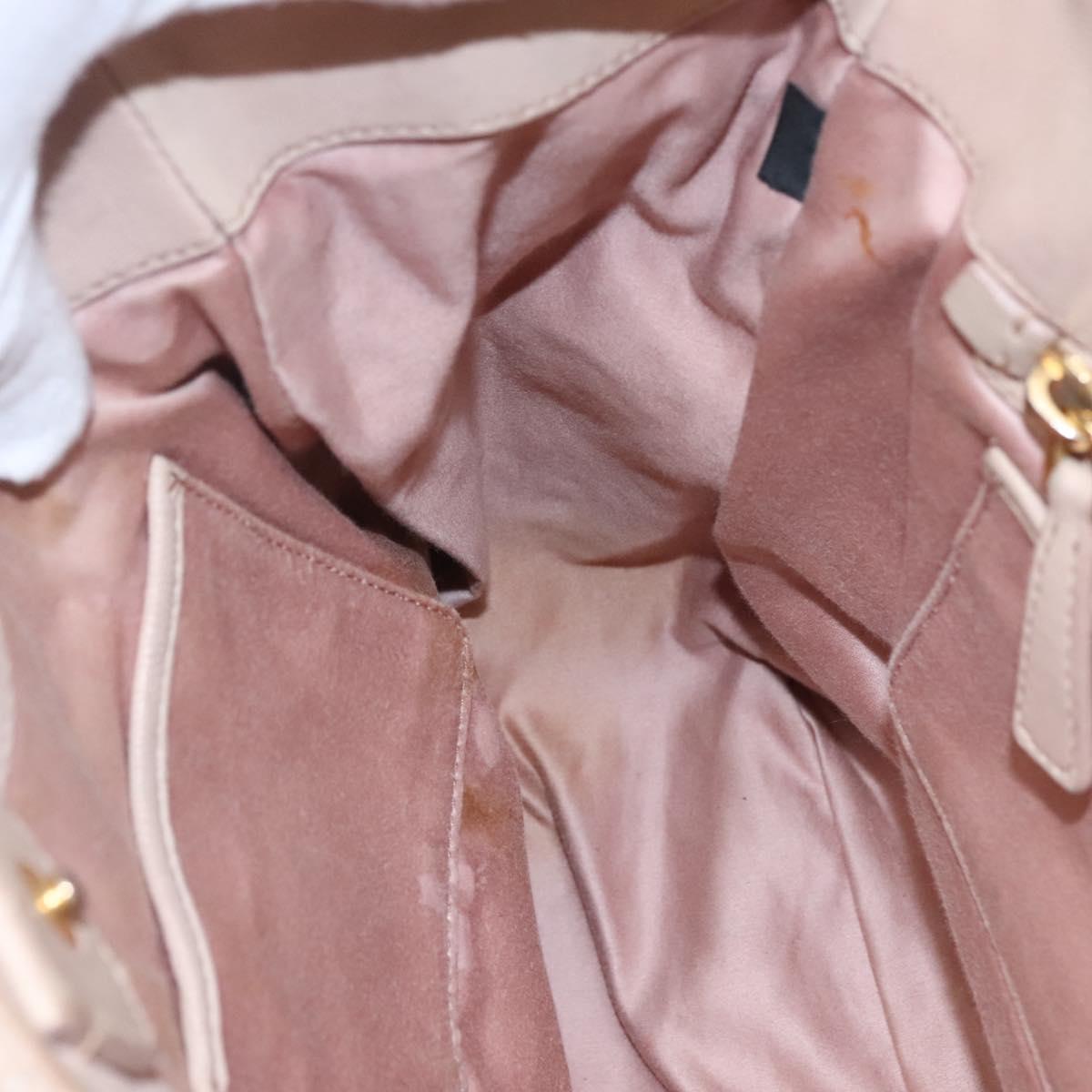 Miu Miu Matelasse Hand Bag Leather 2way Beige Gold Auth 116116