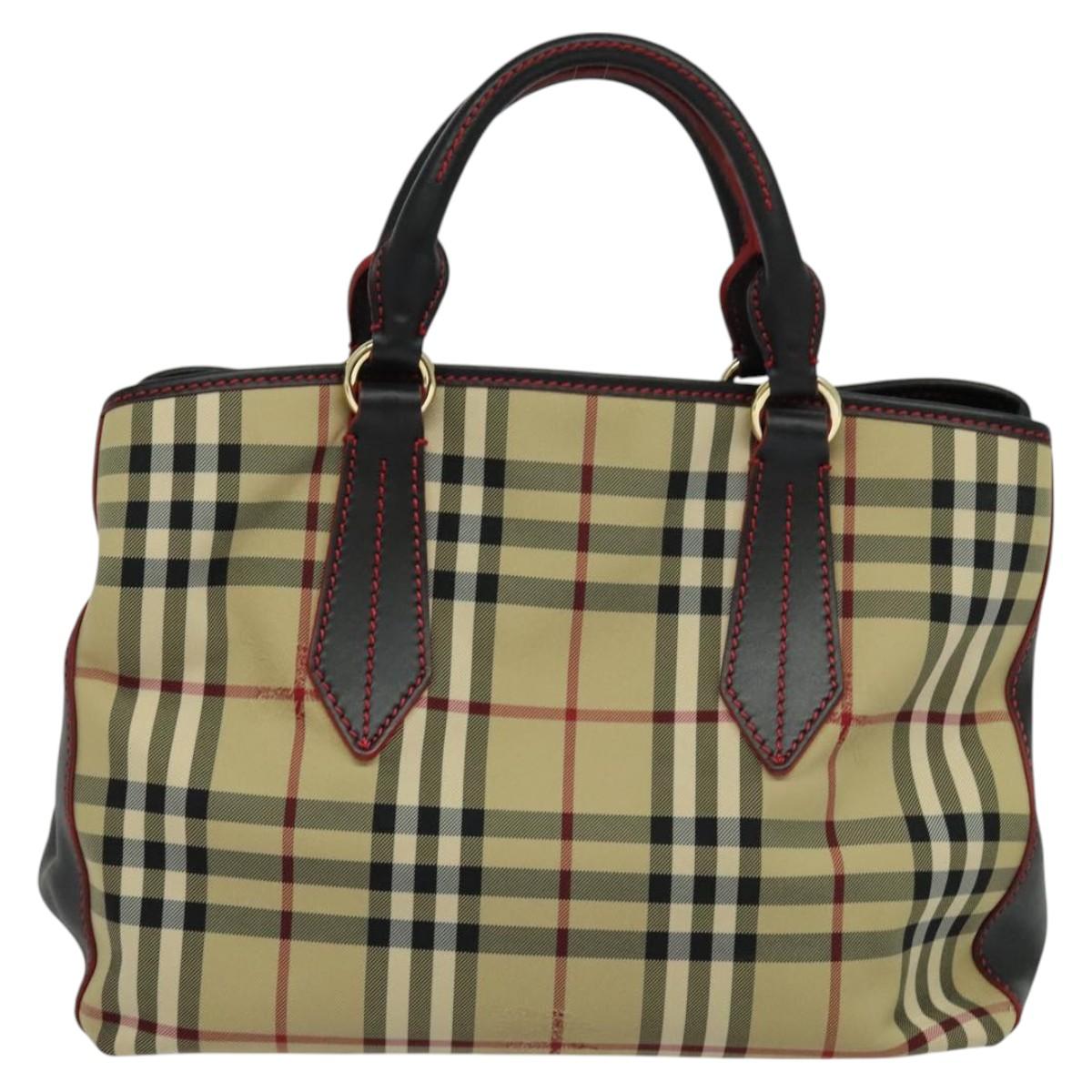 BURBERRY Nova Check Hand Bag Canvas 2way Beige Auth 116123V