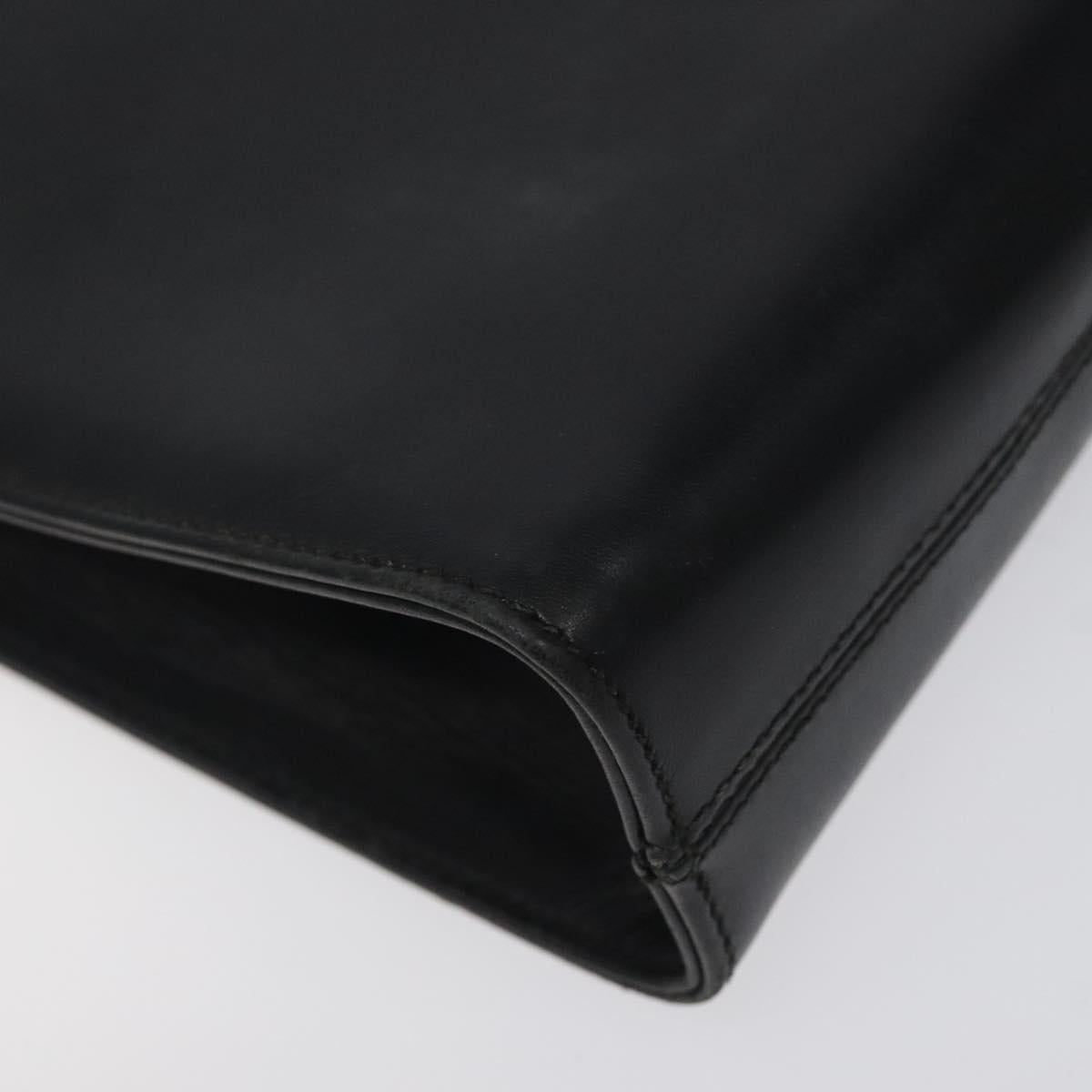 Salvatore Ferragamo Gancini Chain Shoulder Bag Leather Black Gold Auth 116128