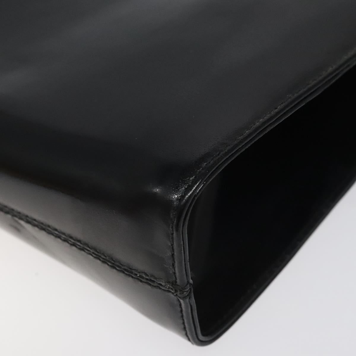 Salvatore Ferragamo Gancini Chain Shoulder Bag Patent Black Gold Auth 116139