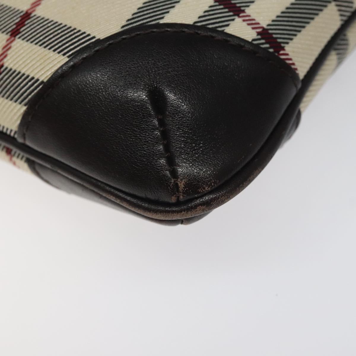 BURBERRY Nova Check Shoulder Bag Beige Brown Silver Auth 116145