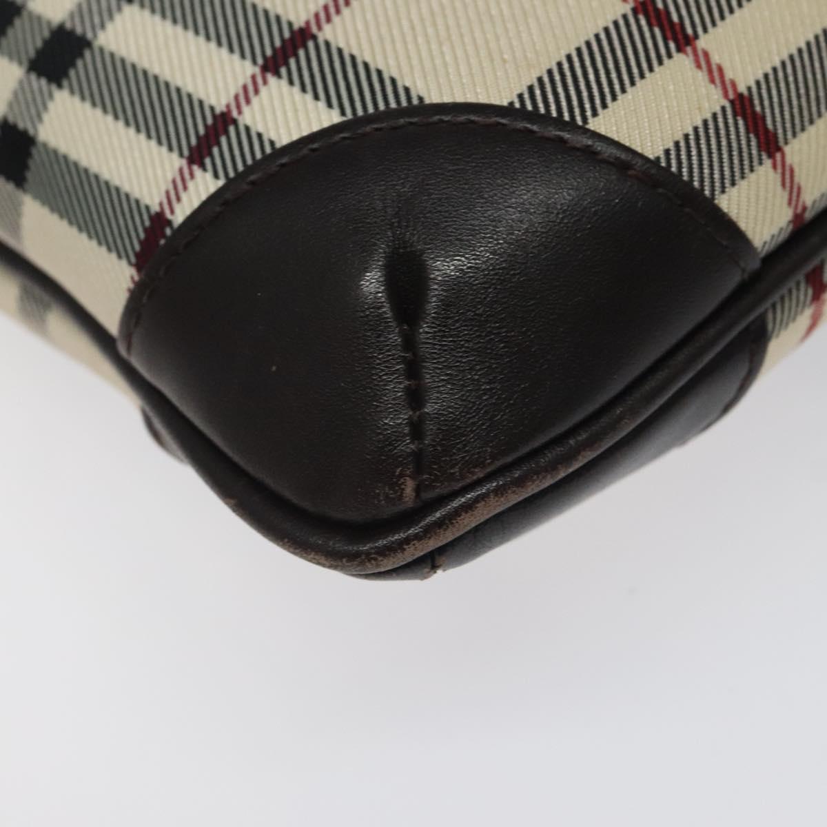 BURBERRY Nova Check Shoulder Bag Beige Brown Silver Auth 116145