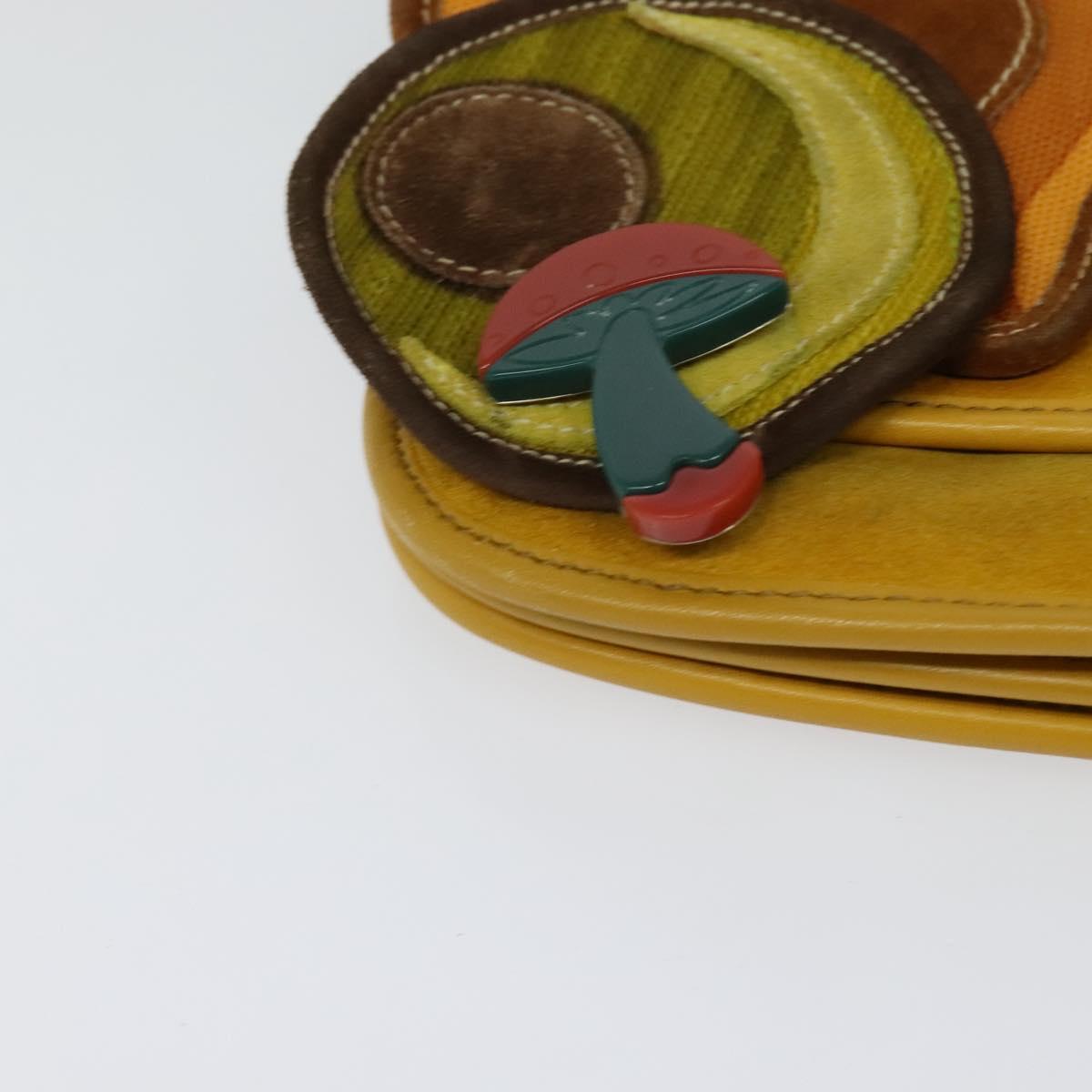 Miu Miu Shoulder Bag Suede Leather Yellow Auth 116150