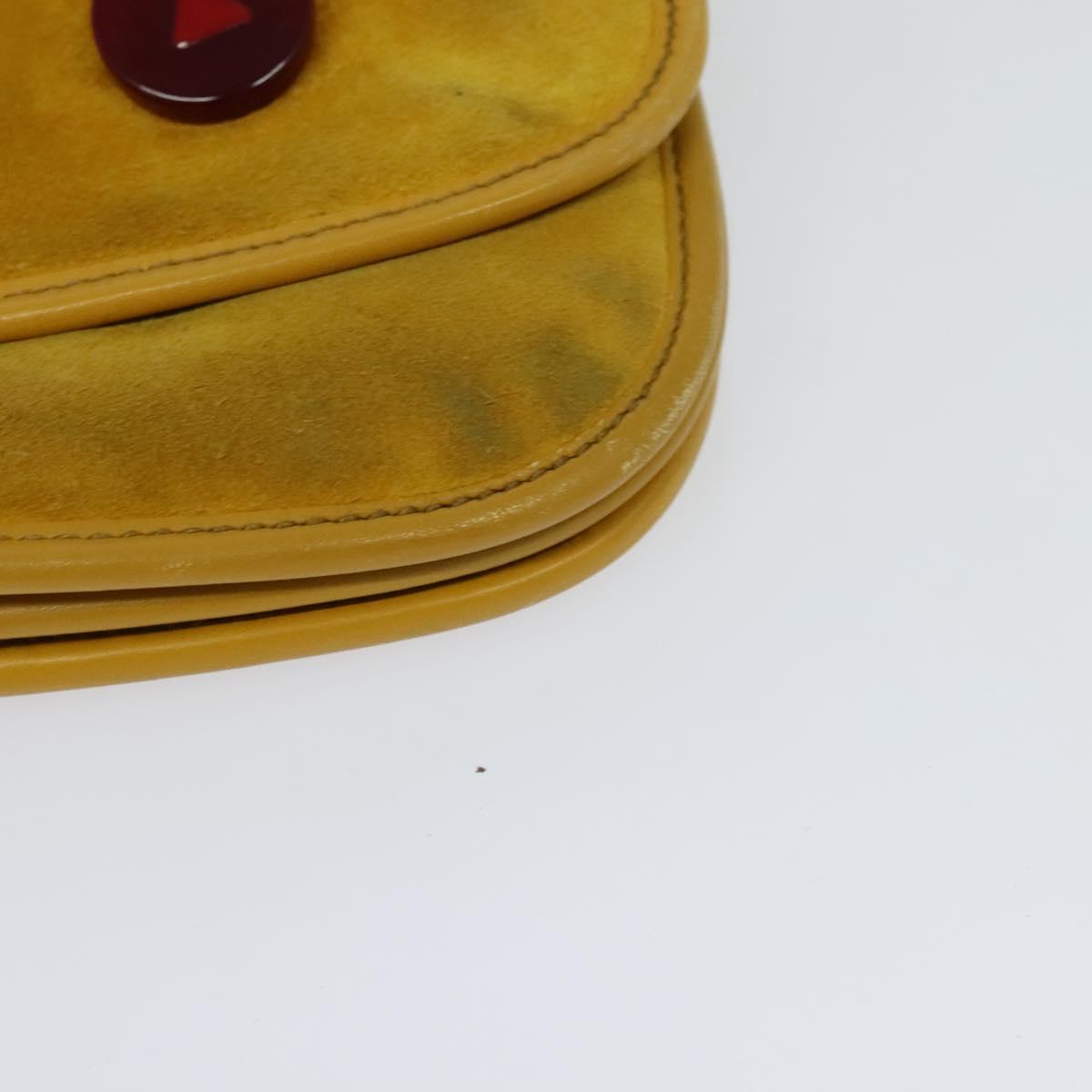 Miu Miu Shoulder Bag Suede Leather Yellow Auth 116150