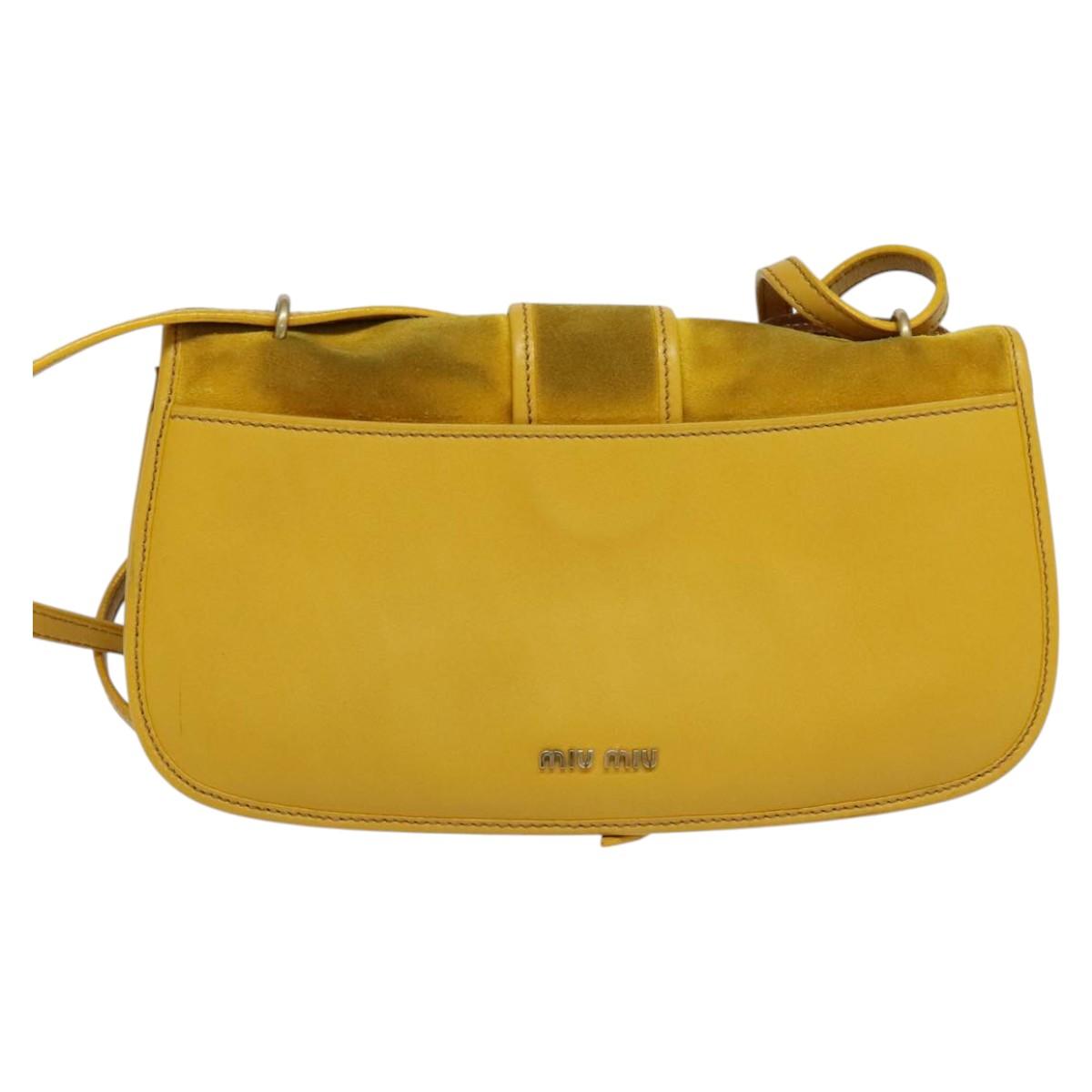 Miu Miu Shoulder Bag Suede Leather Yellow Auth 116150