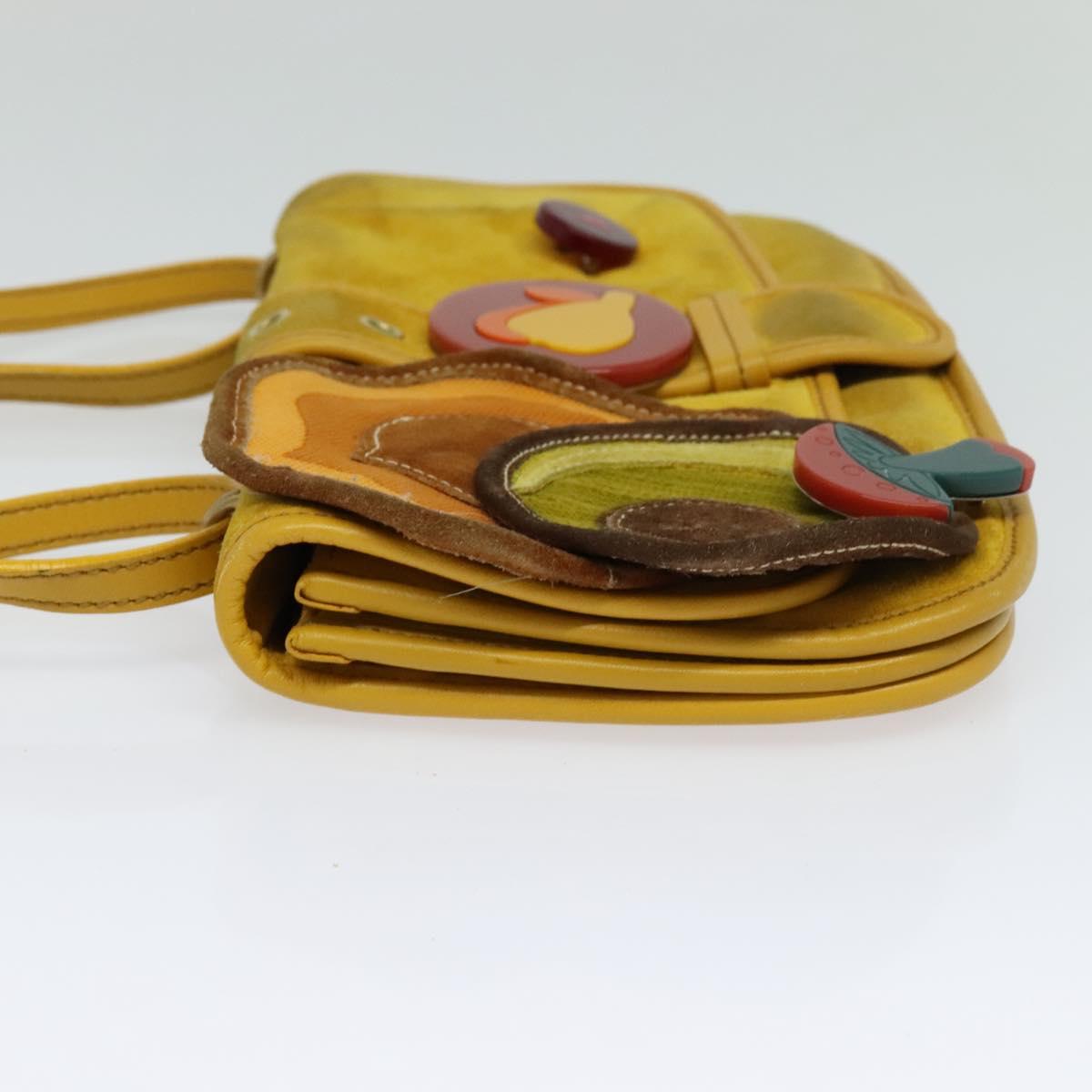 Miu Miu Shoulder Bag Suede Leather Yellow Auth 116150