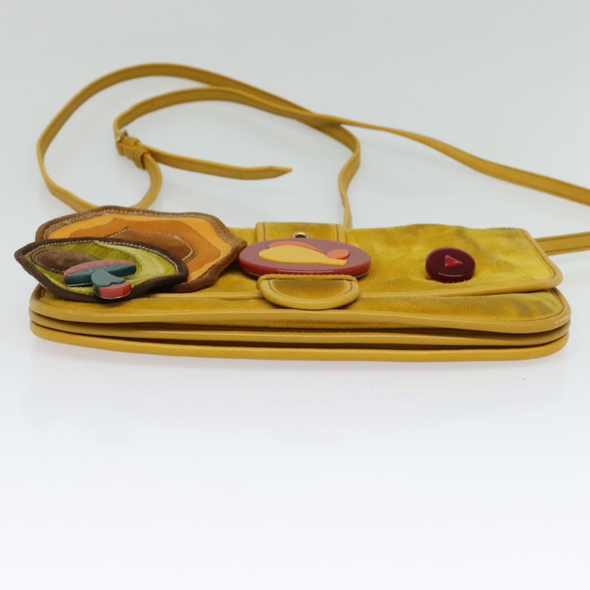 Miu Miu Shoulder Bag Suede Leather Yellow Auth 116150