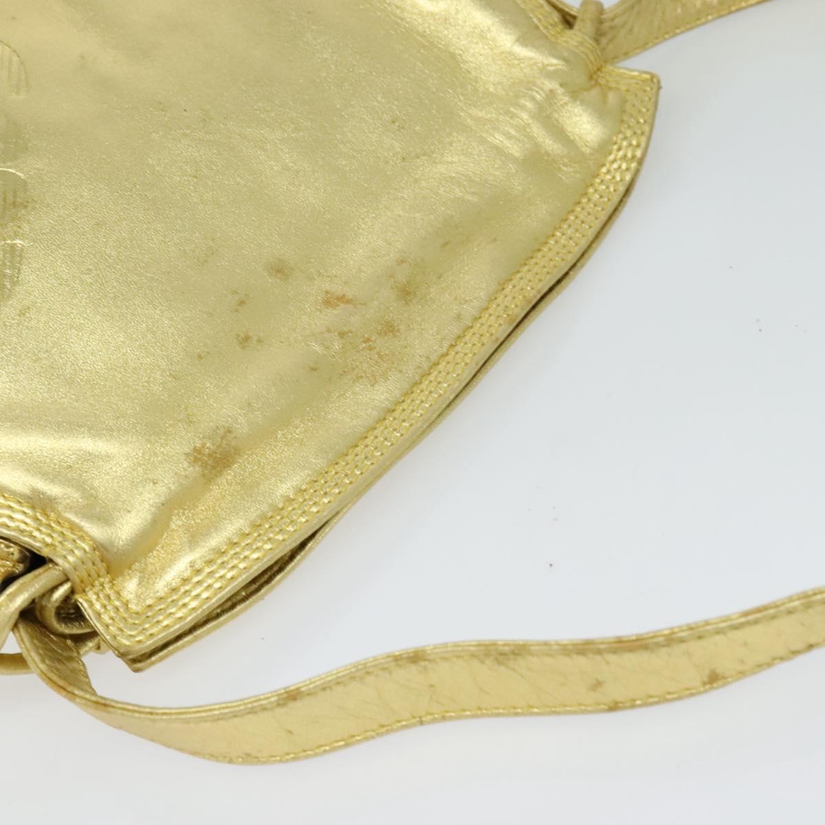 LOEWE Anagram Shoulder Bag Leather Gold Tone Auth 116175