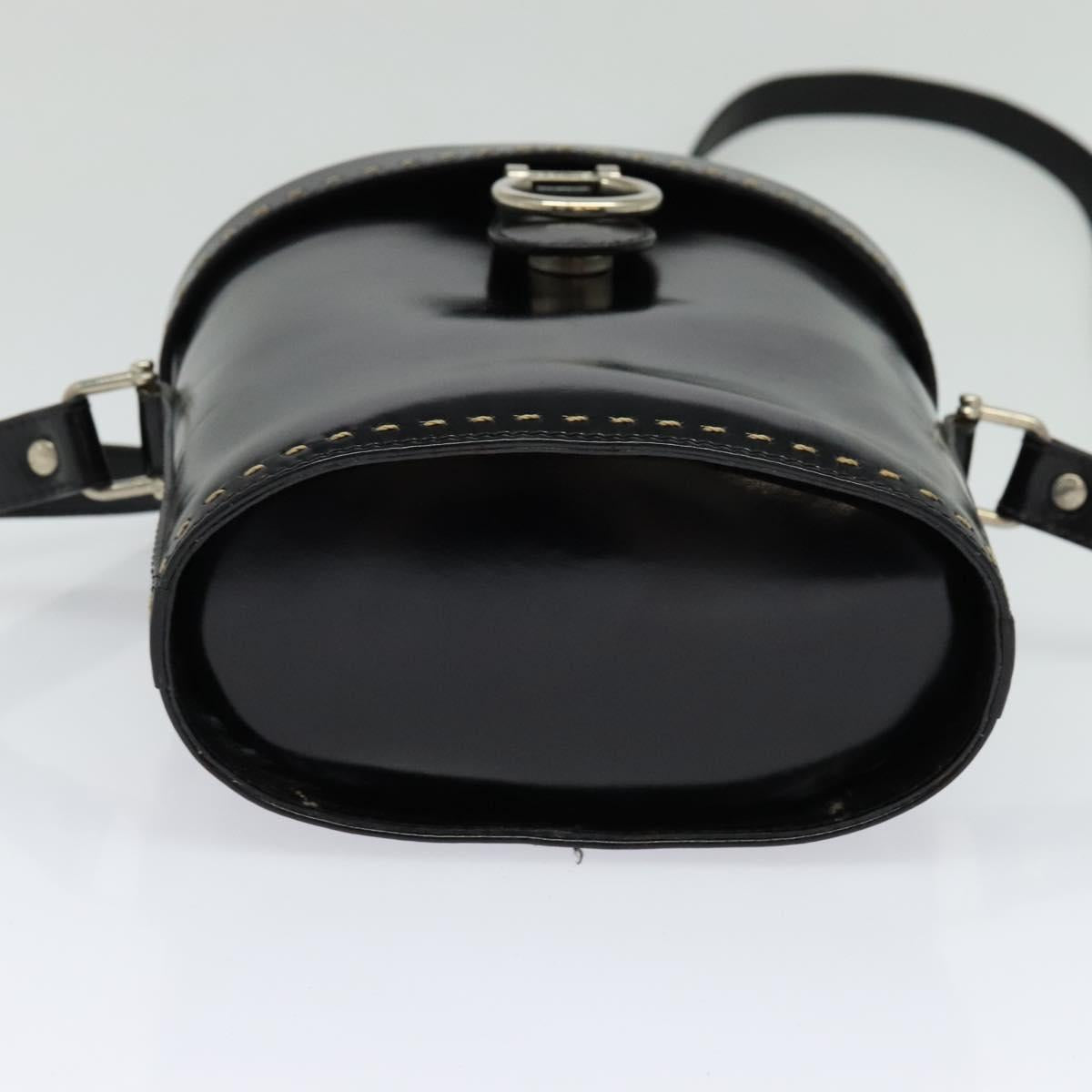 CELINE Shoulder Bag Patent leather Black Auth 116182