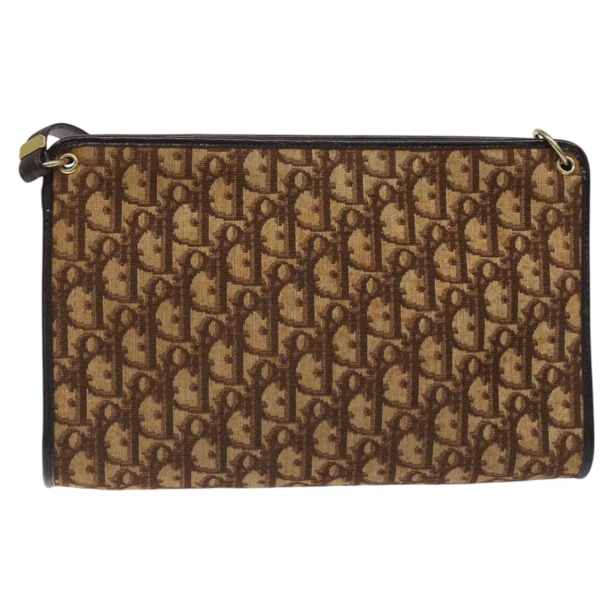 Christian Dior Trotter Canvas Shoulder Bag Brown Auth 116199