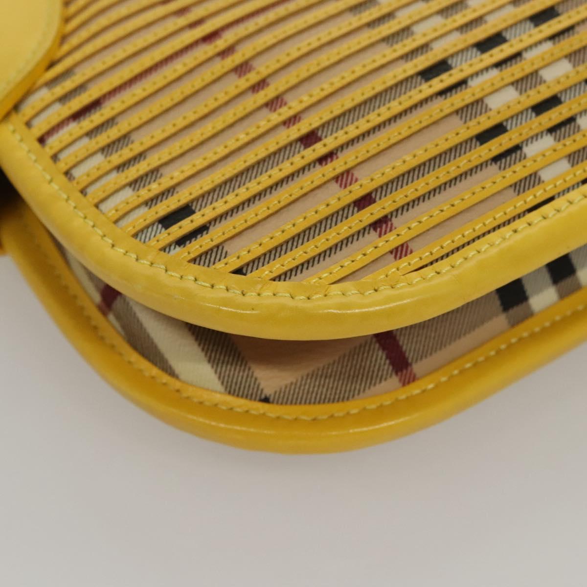 BURBERRY Nova Check Shoulder Bag Leather Yellow Auth 116203