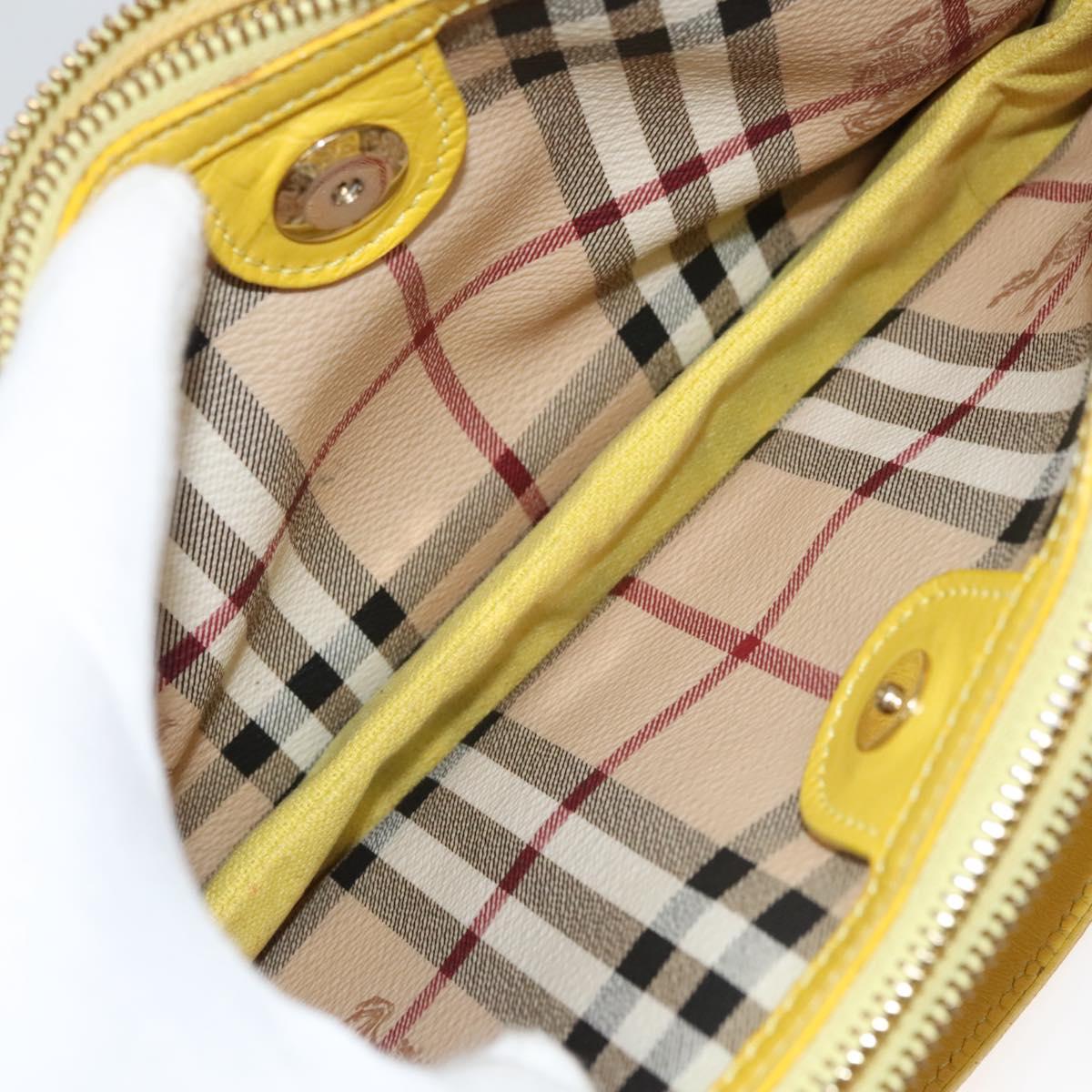 BURBERRY Nova Check Shoulder Bag Leather Yellow Auth 116203