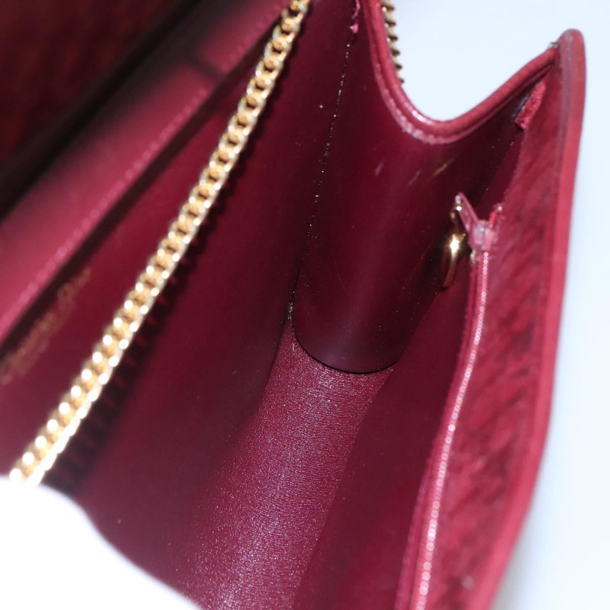 Christian Dior Trotter Canvas Chain Shoulder Bag Red Gold Auth 116208