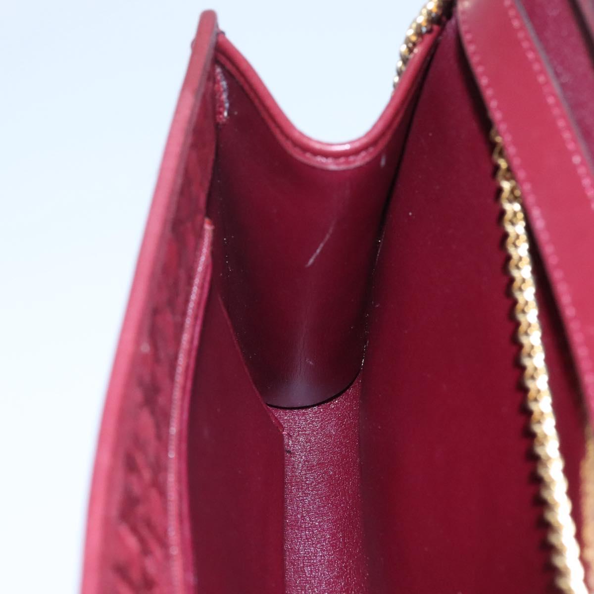 Christian Dior Trotter Canvas Chain Shoulder Bag Red Gold Auth 116208