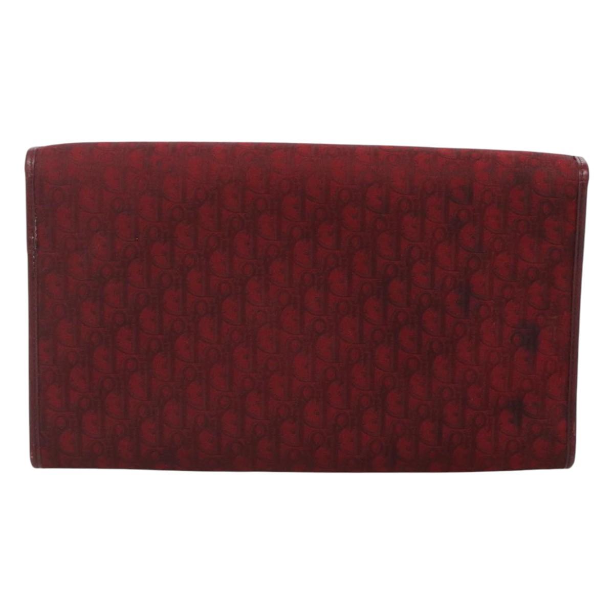 Christian Dior Trotter Canvas Chain Shoulder Bag Red Gold Auth 116208