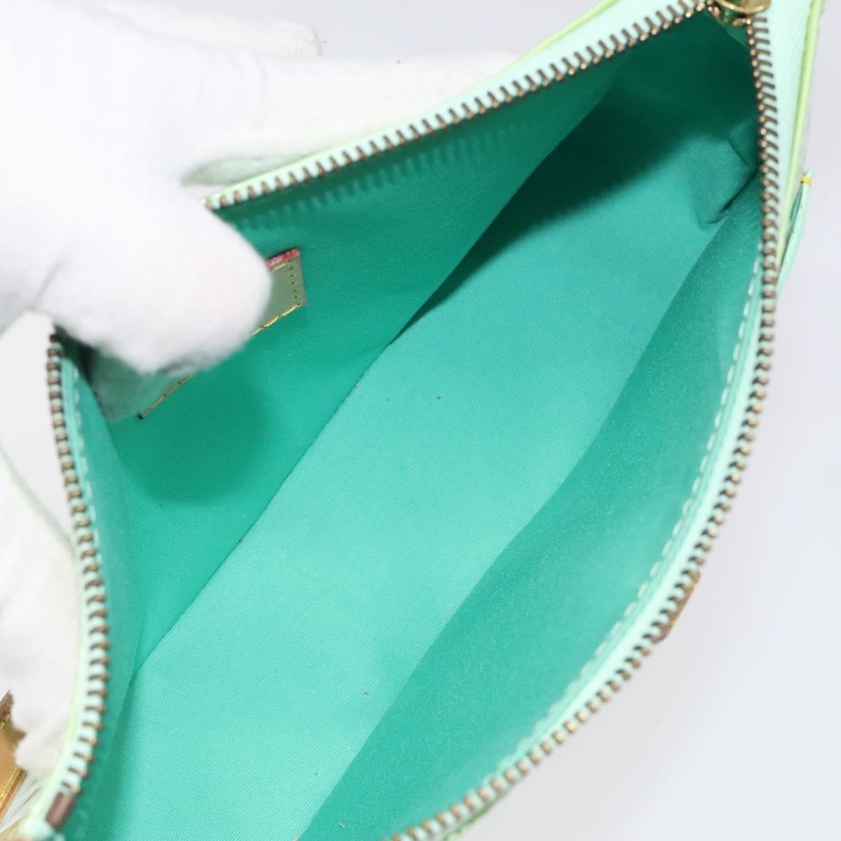 LOUIS VUITTON Monogram Vernis Mallory Square Pouch Peppermint M91293 Auth 116213
