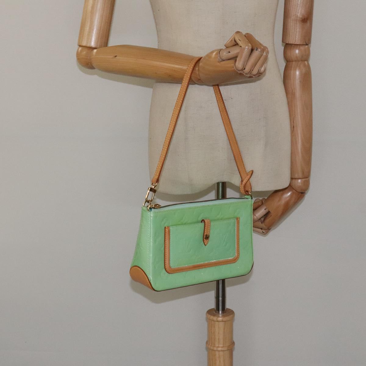 LOUIS VUITTON Monogram Vernis Mallory Square Pouch Peppermint M91293 Auth 116213