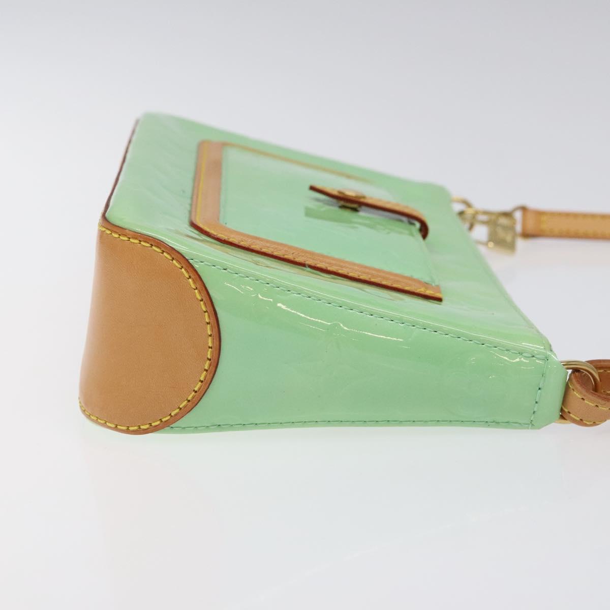 LOUIS VUITTON Monogram Vernis Mallory Square Pouch Peppermint M91293 Auth 116213