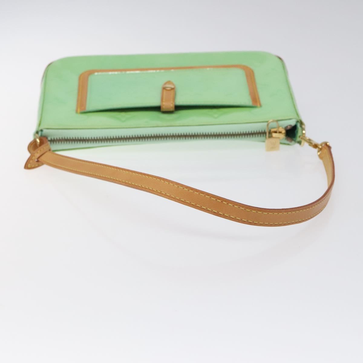 LOUIS VUITTON Monogram Vernis Mallory Square Pouch Peppermint M91293 Auth 116213