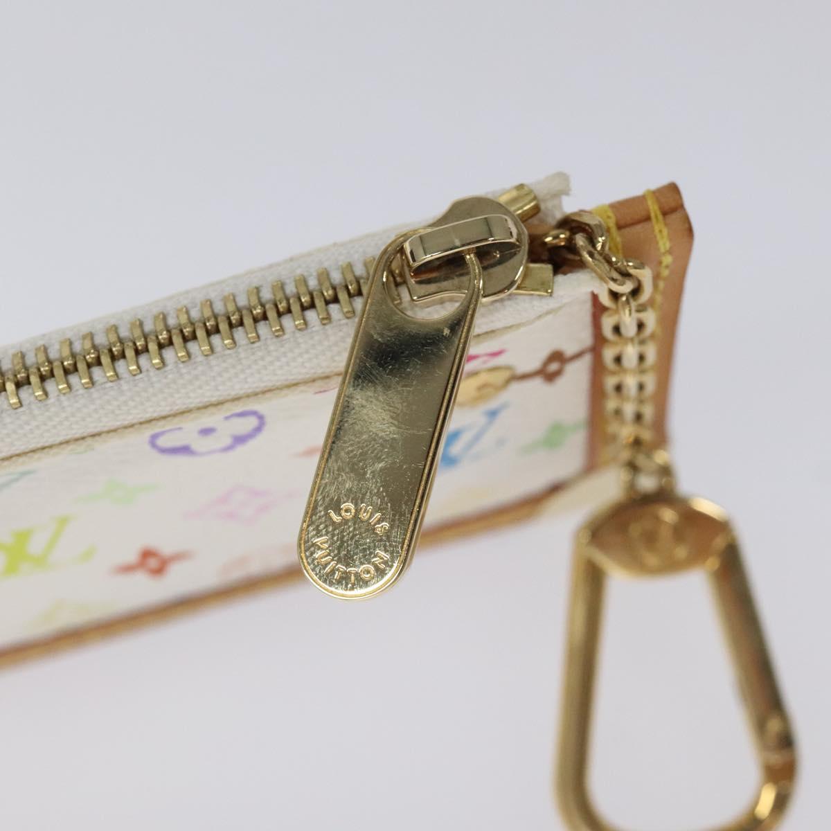 LOUIS VUITTON Monogram Multicolor Pochette Cles Purse White M92655 Auth 116241AM