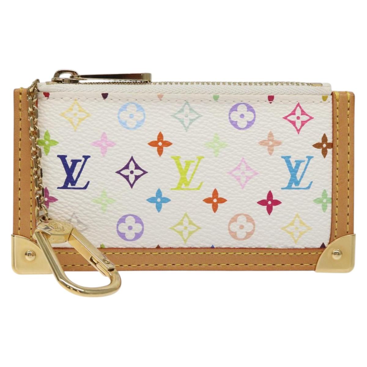 LOUIS VUITTON Monogram Multicolor Pochette Cles Purse White M92655 Auth 116241SAM