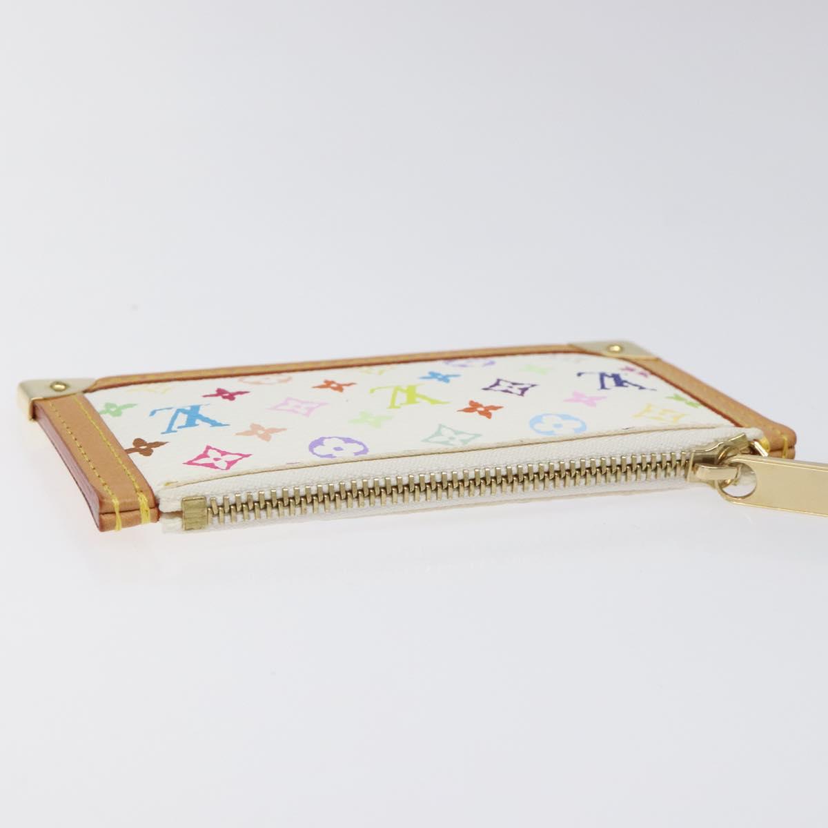 LOUIS VUITTON Monogram Multicolor Pochette Cles Purse White M92655 Auth 116241AM