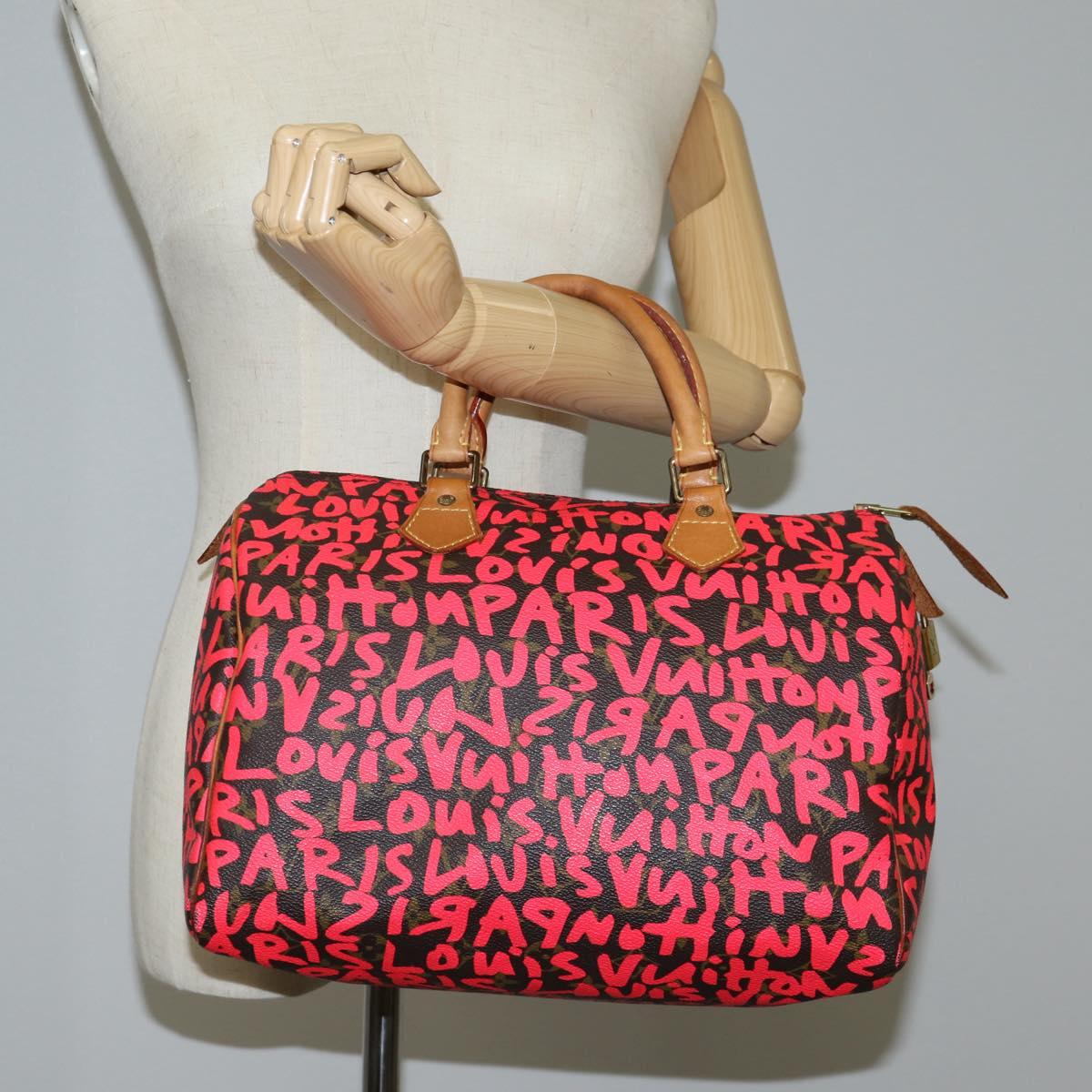 LOUIS VUITTON Monogram Graffiti Speedy 30 Bag Orange M93705 LV Auth 116267M