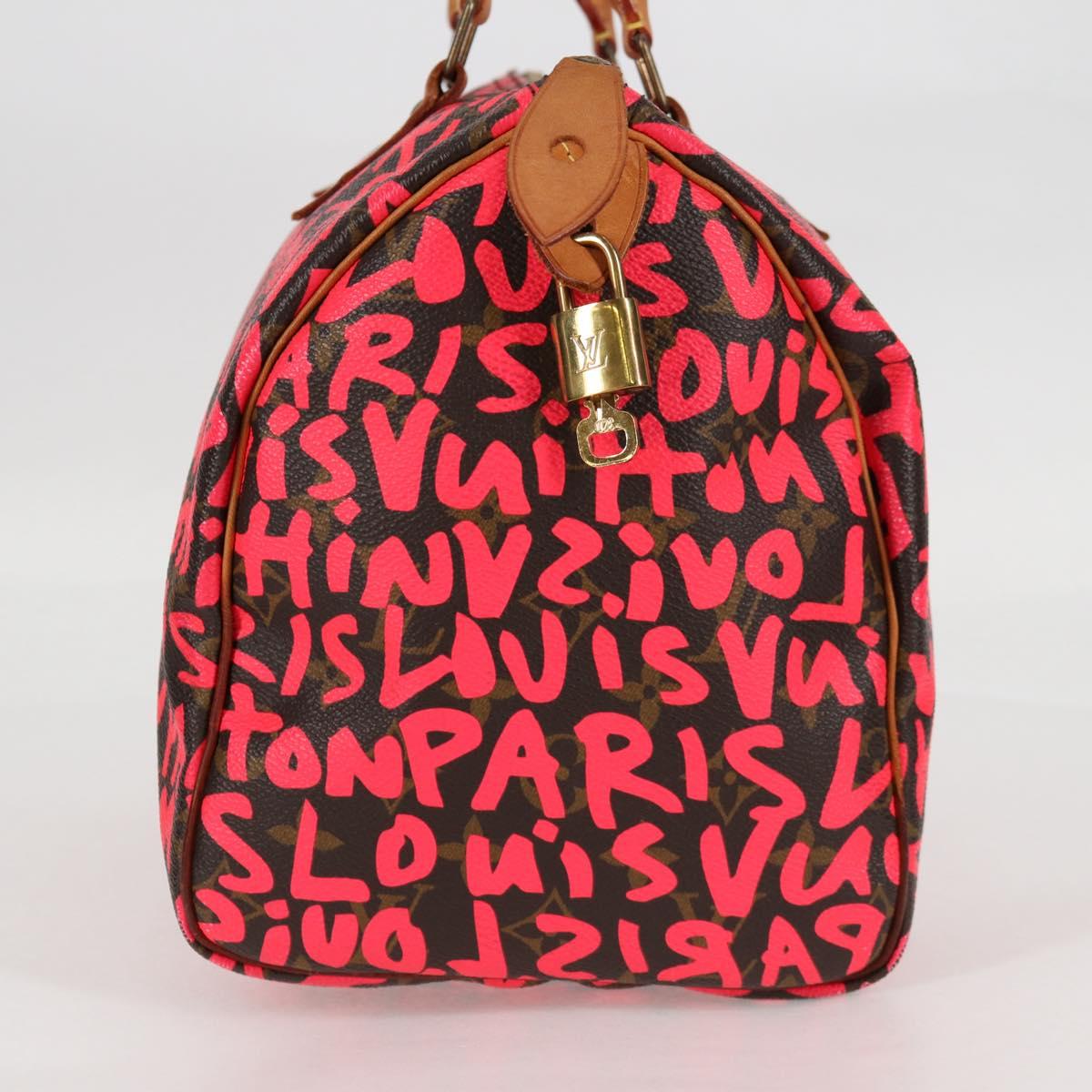 LOUIS VUITTON Monogram Graffiti Speedy 30 Bag Orange M93705 LV Auth 116267M