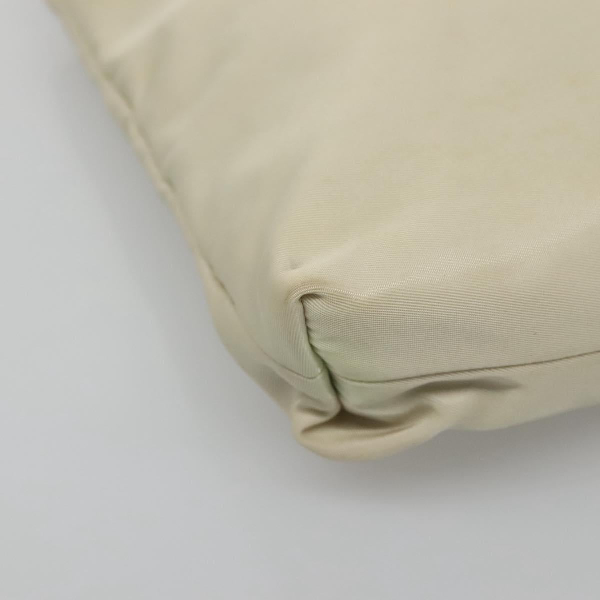 PRADA Hand Bag Nylon White Silver Auth 116272