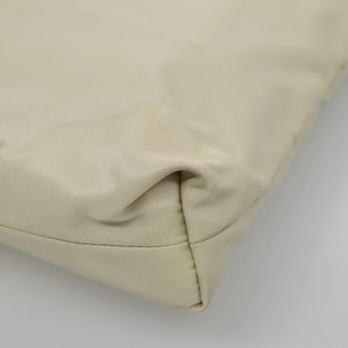 PRADA Hand Bag Nylon White Silver Auth 116272