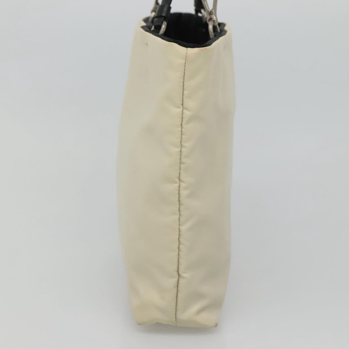PRADA Hand Bag Nylon White Silver Auth 116272