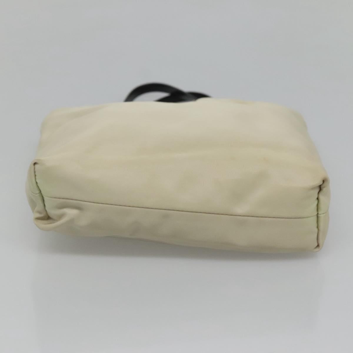 PRADA Hand Bag Nylon White Silver Auth 116272