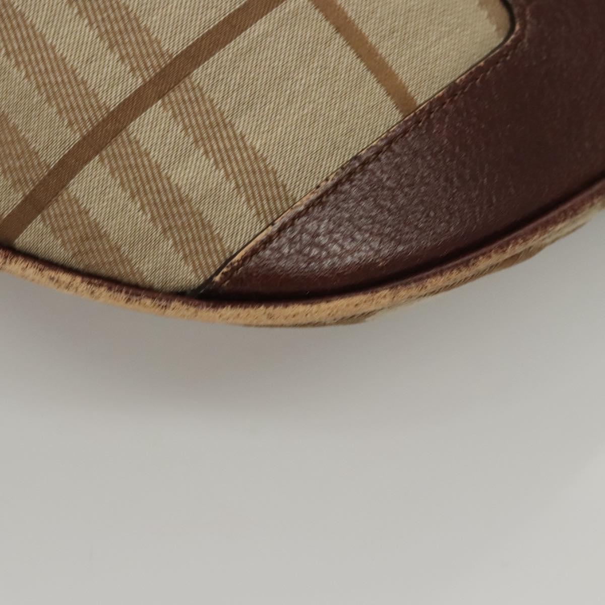 BURBERRY Nova Check Shoulder Bag Canvas Beige Gold Auth 116276