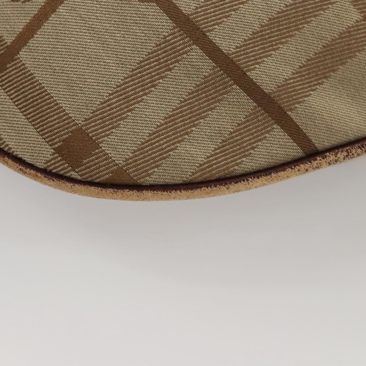 BURBERRY Nova Check Shoulder Bag Canvas Beige Gold Auth 116276